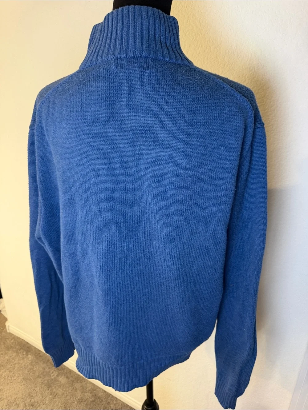 Polo by Ralph Lauren Blue Button Mock Neck Sweater with Yellow Pony